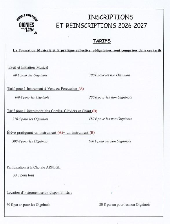 Tarifs